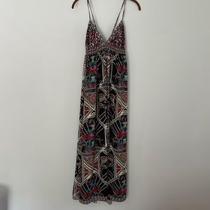 Fire Los Angeles Size S Black Elephant Print Maxi